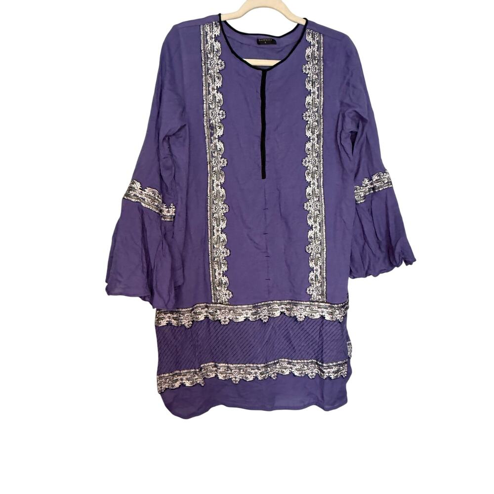 Sapphire purple flare‎ sleeve boho midi dress
